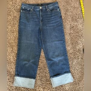 Preowned Banana Republic hi-rise straight fit cuffed jeans sz 14 (32)